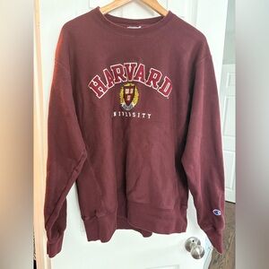 Champion Brand Harvard University Maroon Crewneck Sweatshirt | Size Medium